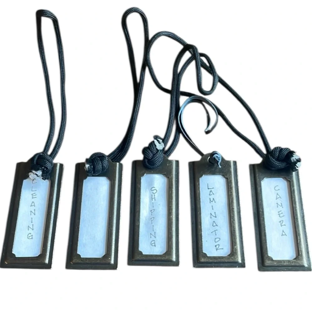 Bronze Tags Set 5 Metal Rustic Chic Office Cabinet Interchangeable Metal Heavy